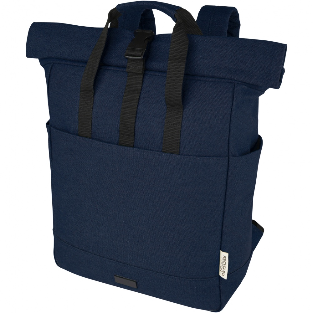 Logo trade corporate gifts image of: Joey 15” GRS recycled canvas rolltop laptop backpack 15L
