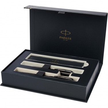 Logotrade promotional gift image of: Parker IM achromatic ballpoint and rollerball pen set with gift box