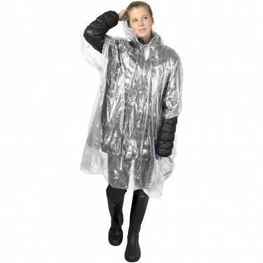 Logo trade promotional gift photo of: Mayan recycled plastic disposable rain poncho with storage pouch