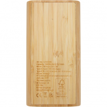 Logotrade promotional gifts photo of: Tulda 20.000 mAh bamboo power bank