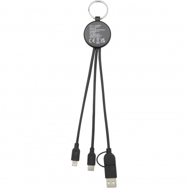 Logo trade advertising products image of: Tecta 6-in-1 recycled plastic/bamboo charging cable with keyring