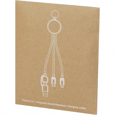 Logo trade advertising products image of: Tecta 6-in-1 recycled plastic/bamboo charging cable with keyring