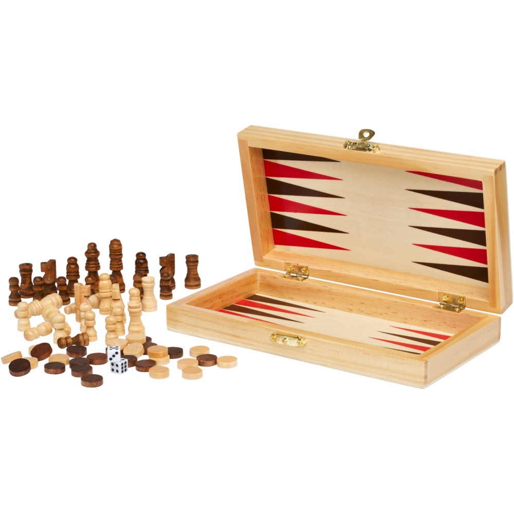 Logotrade promotional item picture of: Mugo 3-in-1 wooden game set