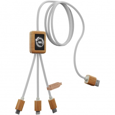 Logotrade promotional item picture of: SCX.design C39 3-in-1 rPET light-up logo charging cable with squared bamboo casing