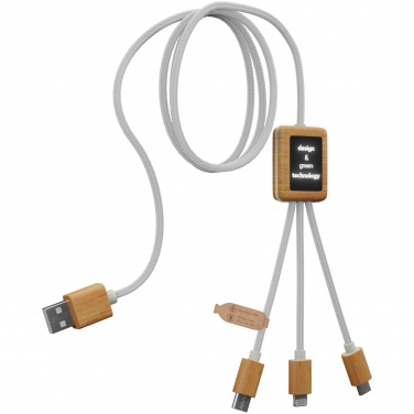 Logotrade promotional products photo of: SCX.design C39 3-in-1 rPET light-up logo charging cable with squared bamboo casing
