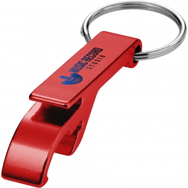 Logo trade promotional merchandise picture of: Tao RCS recycled aluminium bottle and can opener with keychain 