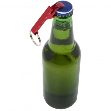 Logotrade advertising product picture of: Tao RCS recycled aluminium bottle and can opener with keychain 