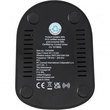 Logotrade promotional giveaway picture of: Loop 15W dual coil RCS recycled plastic wireless charging stand