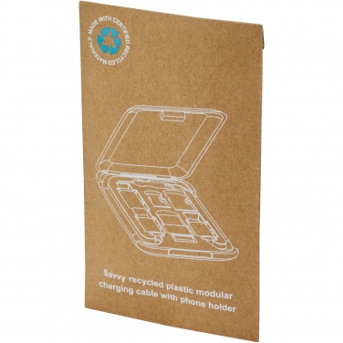 Logo trade business gifts image of: Savvy recycled plastic modular charging cable with phone holder