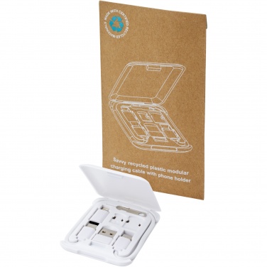 Logo trade promotional items image of: Savvy recycled plastic modular charging cable with phone holder