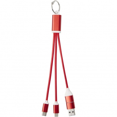 Logotrade promotional product picture of: Metal 4-in-1 recycled aluminium charging cable with keychain