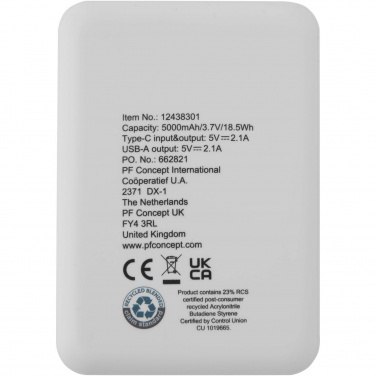 Logo trade promotional gifts image of: Asama 5000 mAh Type-C recycled plastic power bank