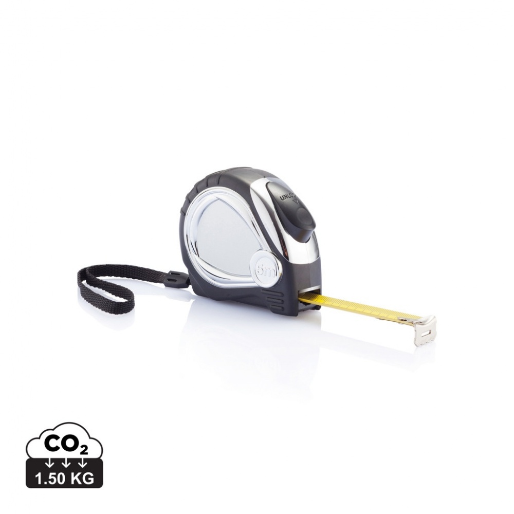 Logo trade promotional merchandise picture of: Chrome plated auto stop tape measure