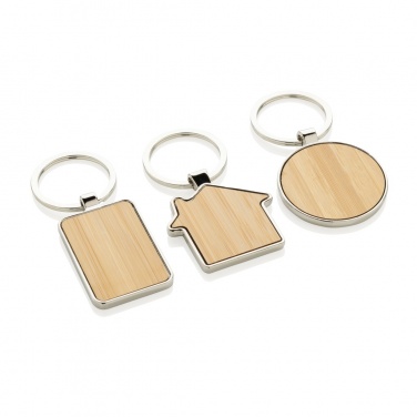 Logotrade promotional gift image of: RCS recycled zinc alloy round keychain with bamboo