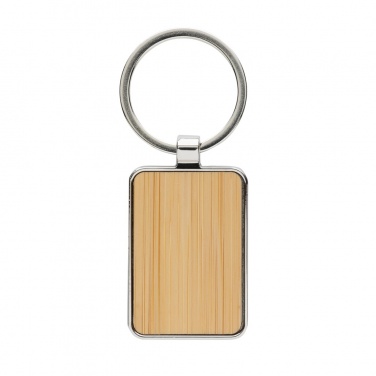 Logotrade business gifts photo of: RCS recycled zinc alloy rectangle keychain with bamboo
