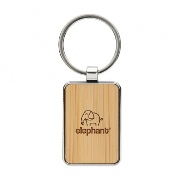 Logo trade promotional product photo of: RCS recycled zinc alloy rectangle keychain with bamboo