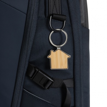 Logotrade corporate gift image of: RCS recycled zinc alloy house keychain with bamboo