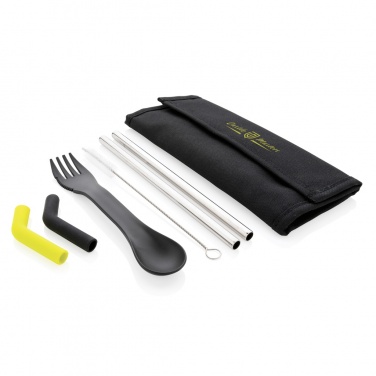 Logotrade promotional gift image of: Tierra 2pcs straw and cutlery set in pouch
