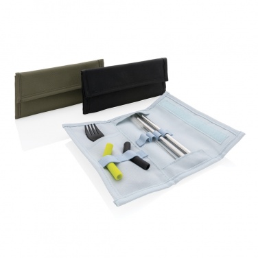 Logo trade promotional giveaways image of: Tierra 2pcs straw and cutlery set in pouch