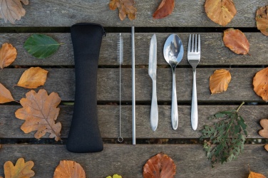 Logo trade promotional gifts picture of: 4 PCS stainless steel re-usable cutlery set