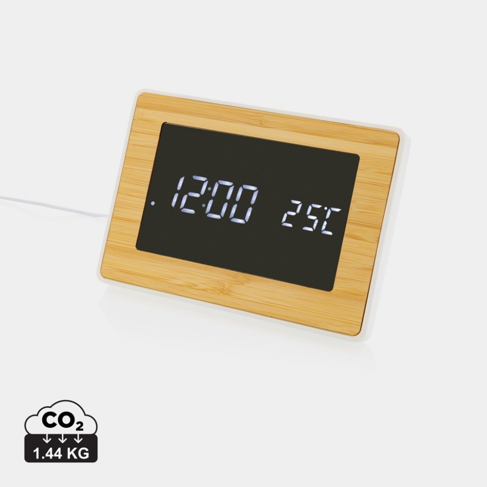 Logotrade promotional giveaway image of: Utah RCS recycled plastic and bamboo LED clock