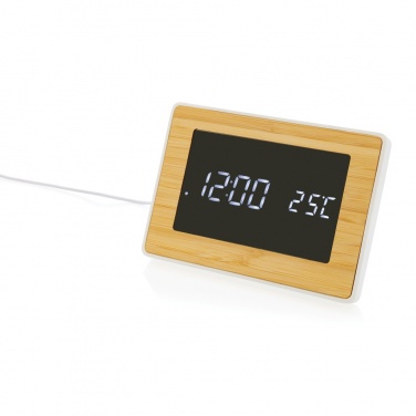 Logo trade advertising products image of: Utah RCS recycled plastic and bamboo LED clock