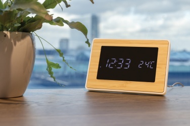 Logotrade promotional merchandise picture of: Utah RCS recycled plastic and bamboo LED clock