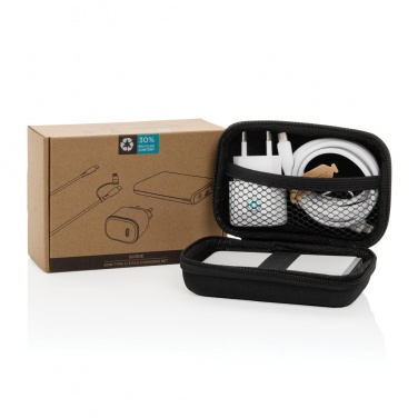 Logo trade promotional giveaways picture of: Surge RCS recyled PET 20W type C 3 pcs charging set