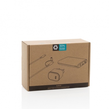 Logotrade promotional giveaway picture of: Surge RCS recyled PET 20W type C 3 pcs charging set