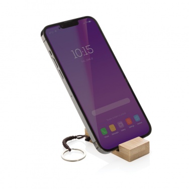 Logotrade advertising products photo of: Standkey bamboo keychain phone stand