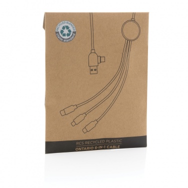 Logo trade promotional gifts image of: RCS recycled plastic Ontario 6-in-1 cable