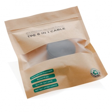Logo trade promotional giveaway photo of: RCS standard recycled plastic and TPE 6-in-1 cable