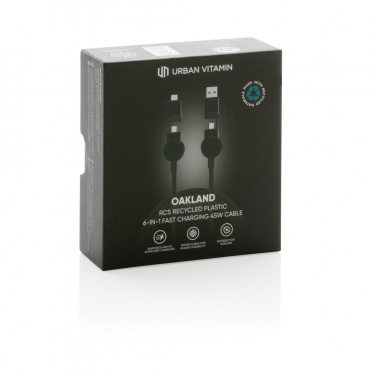 Logo trade corporate gift photo of: Oakland RCS recycled plastic 6-in-1 fast charging 45W cable