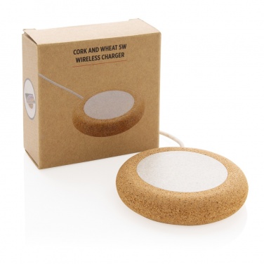Logo trade promotional items picture of: Cork and Wheat 5W wireless charger