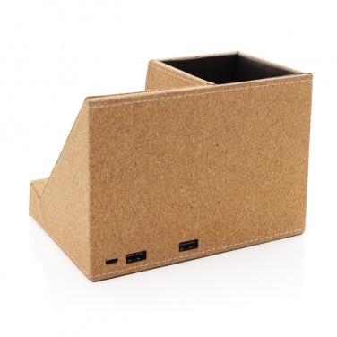 Logo trade advertising product photo of: Cork pen holder and 5W wireless charger