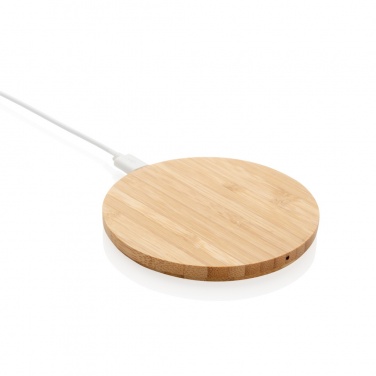 Logo trade promotional merchandise image of: Bamboo 5W round wireless charger