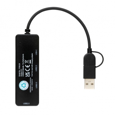Logotrade promotional product picture of: RCS recycled plastic USB hub with dual input