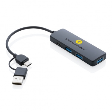 Logotrade promotional giveaways photo of: RCS recycled plastic USB hub with dual input