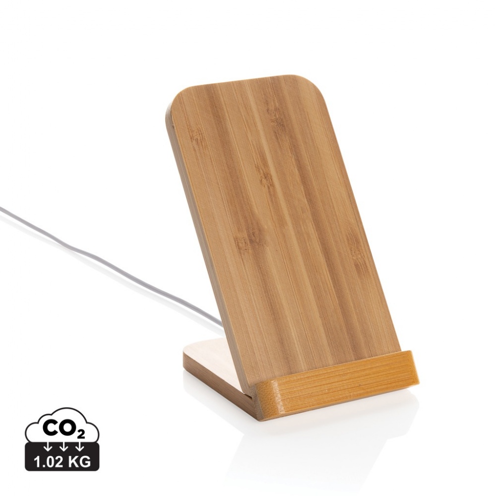 Logotrade promotional giveaway picture of: Bamboo 5W wireless charging stand