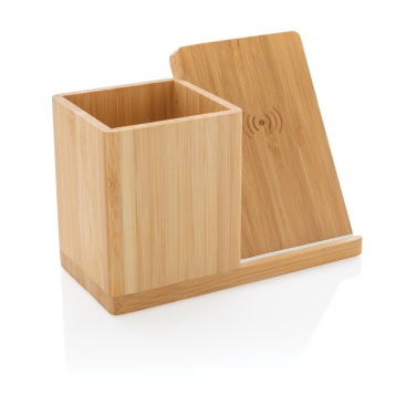 Logo trade promotional merchandise photo of: Calgary bamboo 10W wireless charger