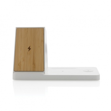 Logotrade promotional product picture of: Ontario recycled plastic & bamboo 3-in-1 wireless charger
