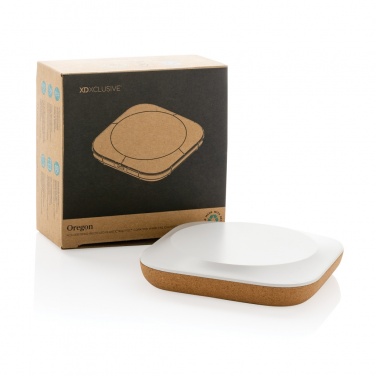 Logotrade promotional gift image of: Oregon RCS recycled plastic and cork 10W wireless