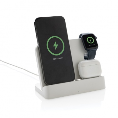 Logo trade promotional gift photo of: Joltz RCS recycled plastic dual 15W charger with iWatch slot