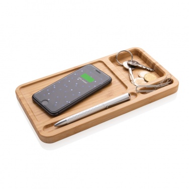 Logo trade promotional item photo of: Bamboo desk organiser 5W wireless charger