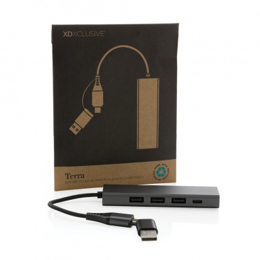 Logo trade promotional products picture of: Terra RCS recycled aluminium hub with 3 USB ports