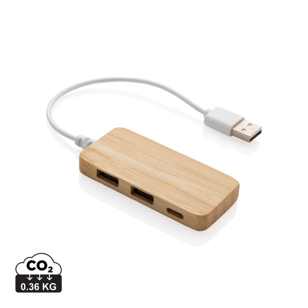 Logo trade promotional merchandise picture of: Bamboo hub with Type-C