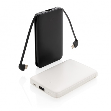 Logotrade promotional giveaway image of: 5.000 mAh Pocket Powerbank with integrated cables