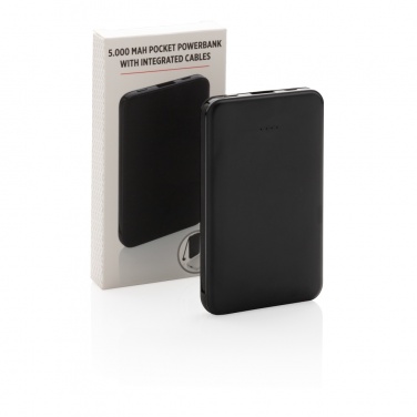 Logotrade promotional product picture of: 5.000 mAh Pocket Powerbank with integrated cables
