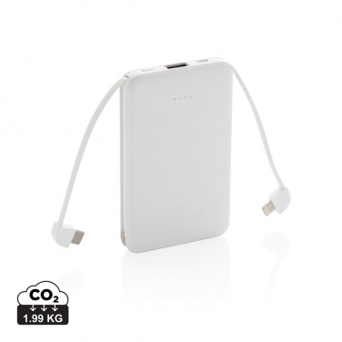 Logo trade promotional items picture of: 5.000 mAh Pocket Powerbank with integrated cables