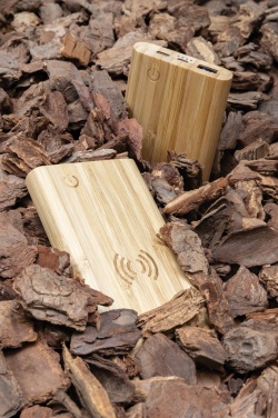 Logo trade promotional merchandise picture of: Bamboo 8.000 mAh 5W wireless powerbank